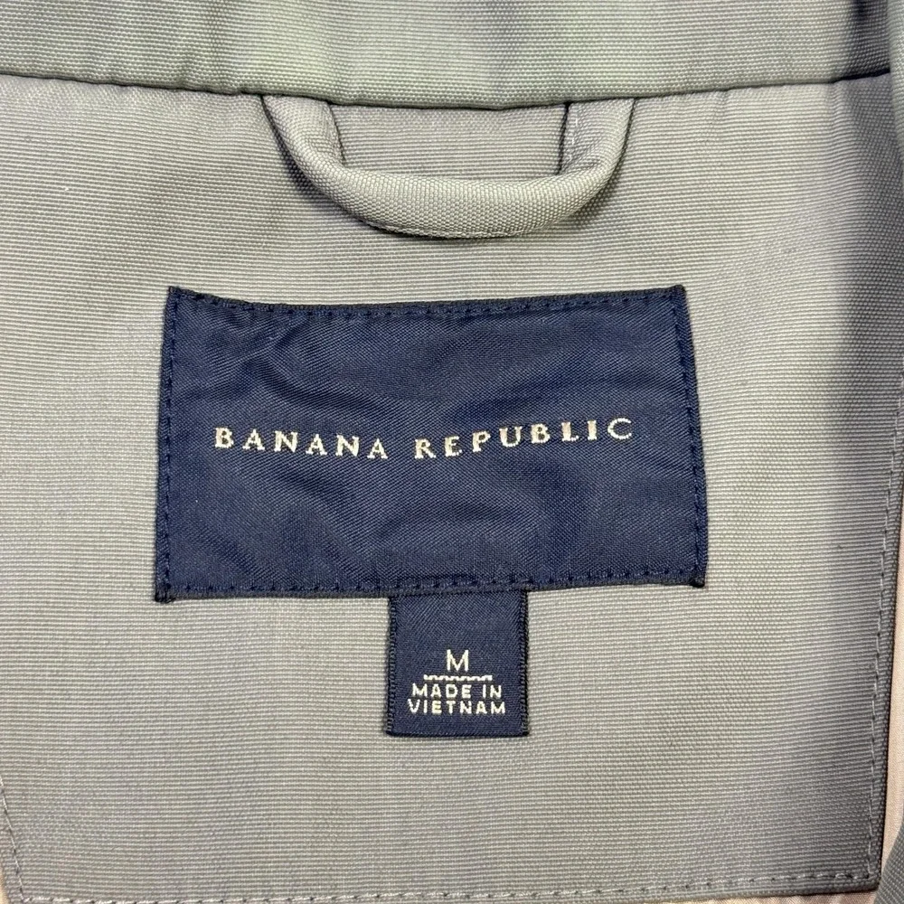 Banana‎ Republic Military Jacket Mens Medium Green Lined Full Zip Pockets Canvas